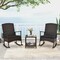 3-Piece Outdoor Rocking Chair Set with Black Cushions & 2-Tier Glass Coffee Table